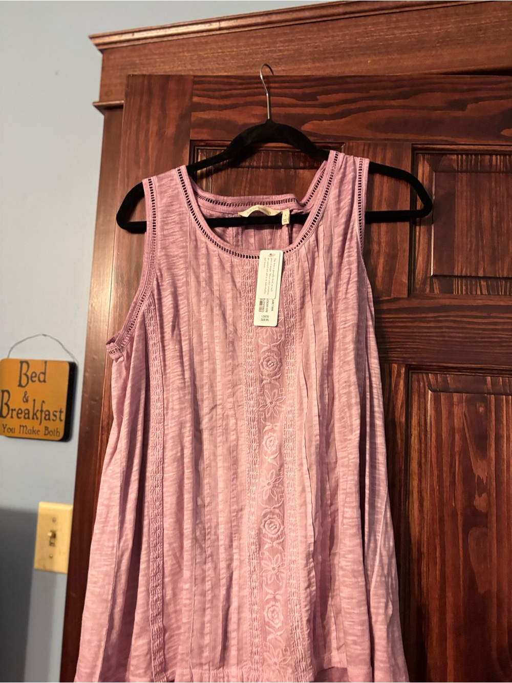 Soft Surroundings Lavender Embroidered Sleeveless Tank